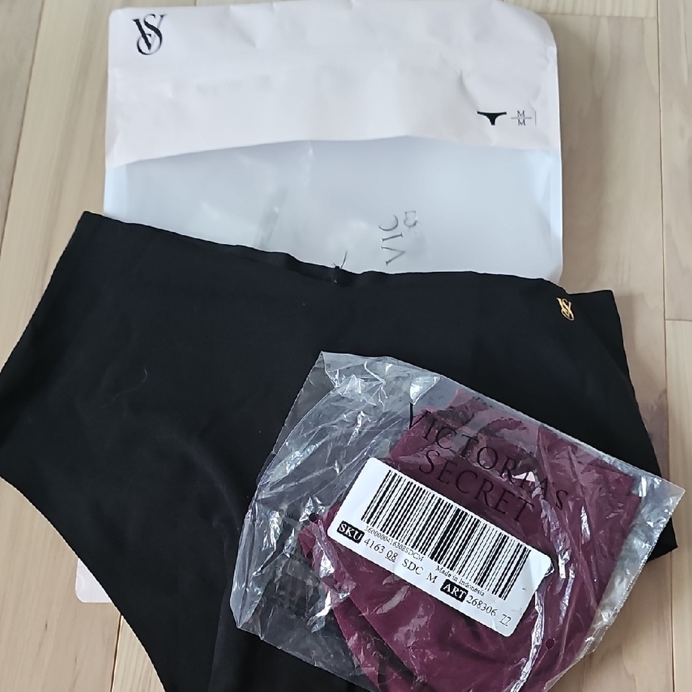 NWT Victoria's Secret Black and Dark Red Panties Duo